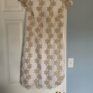 Lilly Pulitzer White and Gold Lace Dress